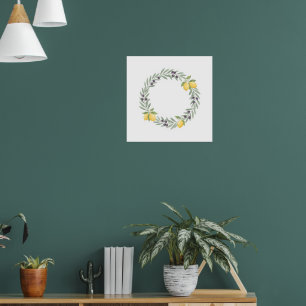 Lemon Botanical Wreath Poster