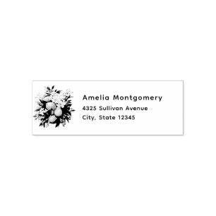 Lemon Bouquet with Pretty Blossoms Address Self-inking Stamp