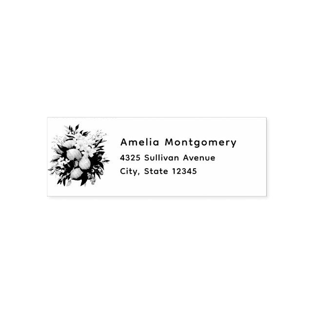 Lemon Bouquet with Pretty Blossoms Address Self-inking Stamp (Design)