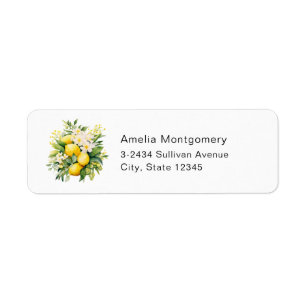 Lemon Bouquet with White Blossoms - Address Label