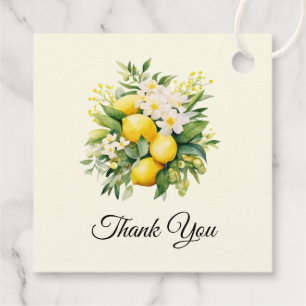 Lemon Bouquet with White Blossoms Favor Tags