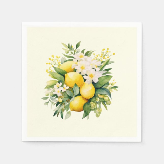 Lemon Bouquet with White Blossoms Napkins (Front)