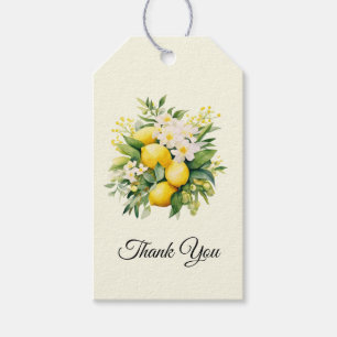 Lemon Bouquet with White Blossoms Thank You Gift Tags