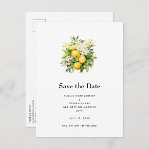 Lemon Bouquet with White Blossoms Wedding Announcement Postcard