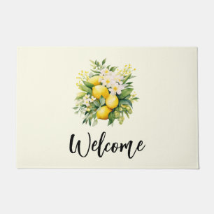 Lemon Bouquet with White Blossoms Welcome Doormat