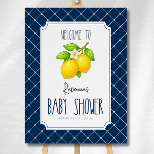 Lemon Bow Navy Blue Diamond Baby Shower Welcome Foam Board