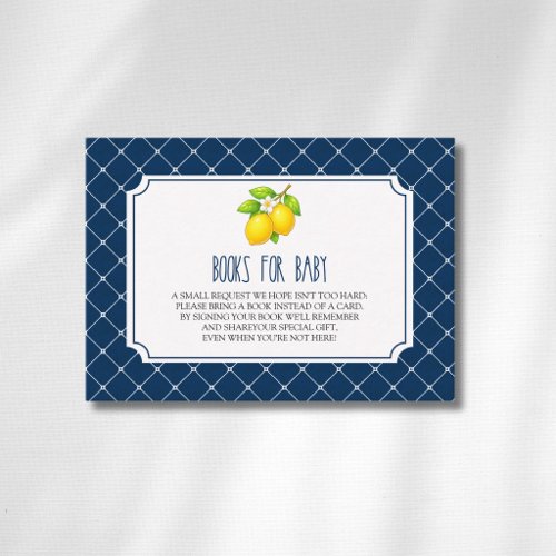 Lemon Bow Navy Blue Diamond Books For Baby  Enclosure Card