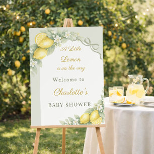 Lemon bow sage green arch welcome Baby Shower Foam Board