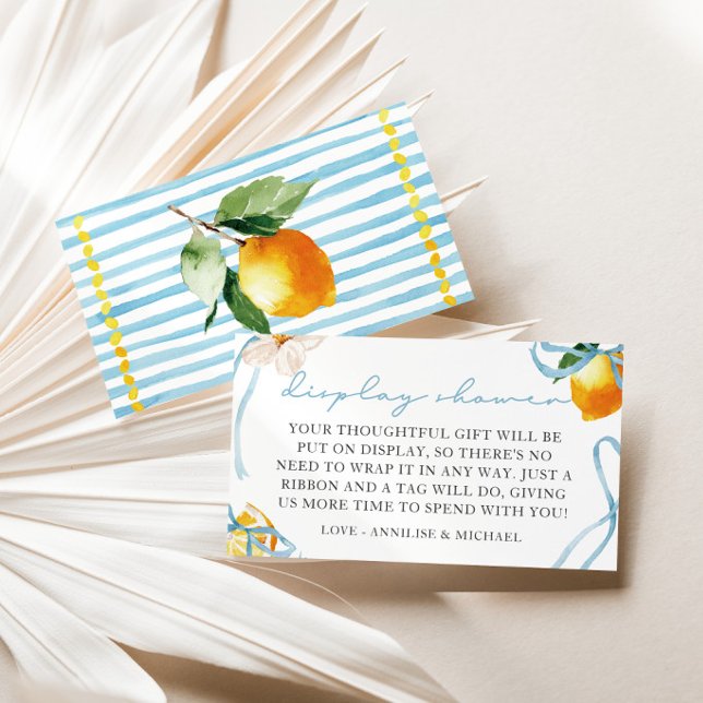 Lemon & Bows Boys Display Shower No Wrapping Enclosure Card (Boys Lemon Ciao Baby Display Shower No Wrap Enclosure Card)