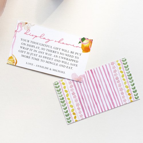 Lemon &amp; Bows Girls Display Shower No Wrapping Enclosure Card