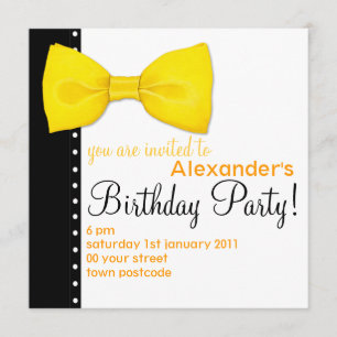 Lemon BowTie Birthday Invitation