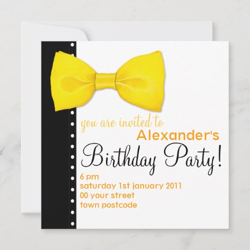 Lemon BowTie Birthday Invitation