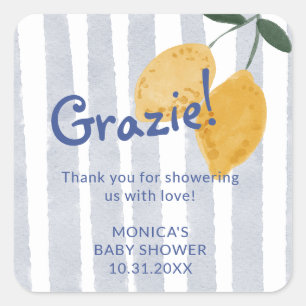 Lemon Boy Baby Shower Favor Thank You Square Sticker