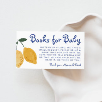 Lemon Boys Books For Baby Shower Baby Library Enclosure Card