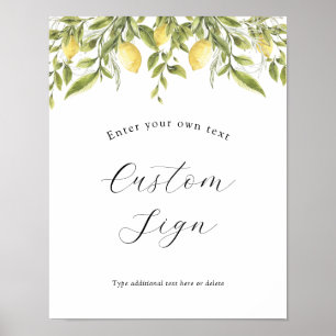 Lemon Branch and Greenery Custom Text Sign
