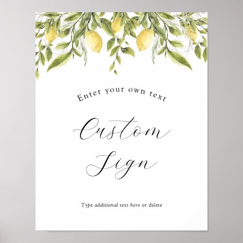Lemon Branch and Greenery Custom Text Sign