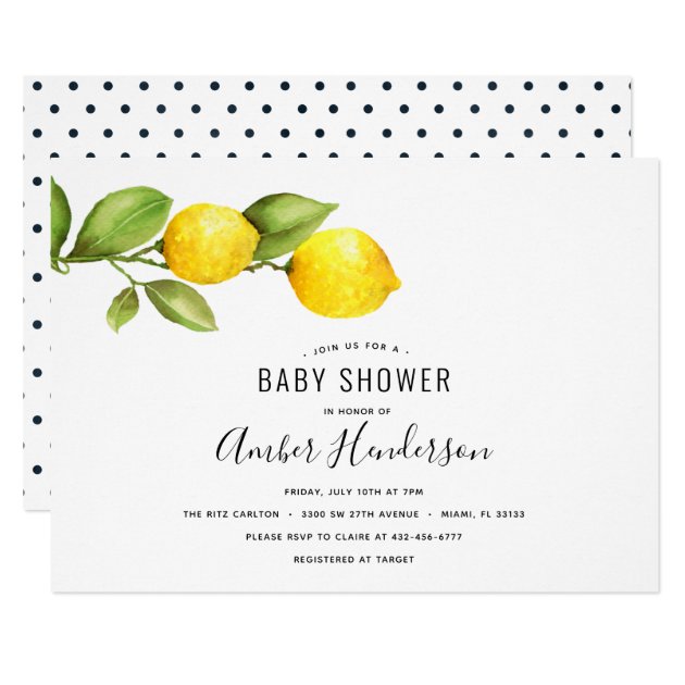 lemon themed baby shower invites