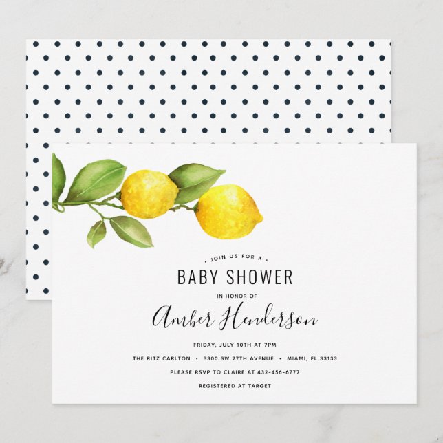 Lemon Branch Baby Shower Invitation (Front/Back)