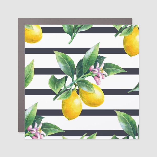 Lemon Branch: Citrus Watercolor Bliss Car Magnet (Front)