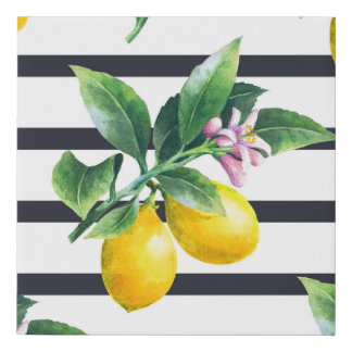 Lemon Branch: Citrus Watercolor Bliss Faux Canvas Print