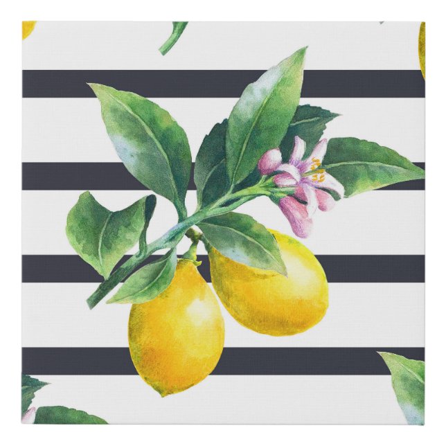 Lemon Branch: Citrus Watercolor Bliss Faux Canvas Print (Front)