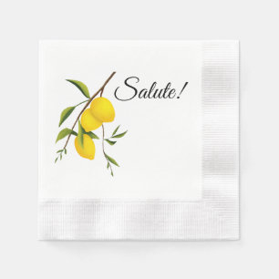 Lemon branch design with Salute! Coined Cocktail Napkins