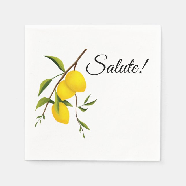 Lemon branch design with Salute! Standard Cocktail Napkins (Front)