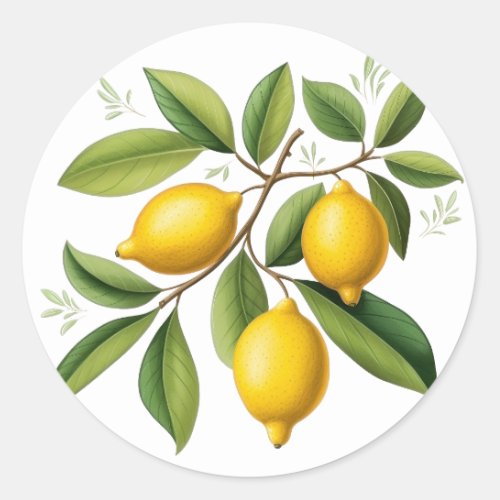 Lemon Branch Elegant Vintage Classic Round Sticker