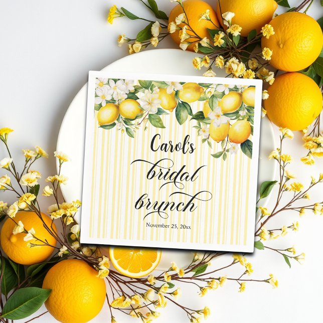 Lemon Branch Mediterranean Summer Bridal Brunch Napkins (Creator Uploaded)