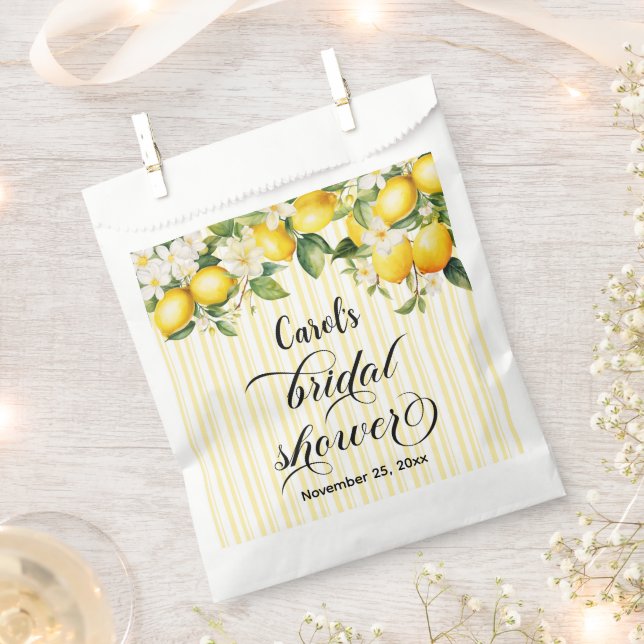 Lemon Branch Mediterranean Summer Bridal Shower Favor Bag (Clipped)