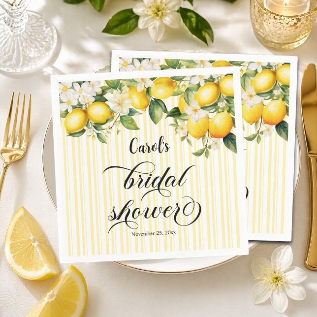 Lemon Branch Mediterranean Summer Bridal Shower Napkins (Creator Uploaded)