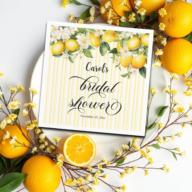 Lemon Branch Mediterranean Summer Bridal Shower Napkins (Creator Uploaded)