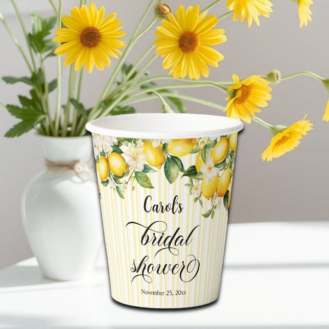Lemon Branch Mediterranean Summer Bridal Shower Paper Cups (Creator Uploaded)