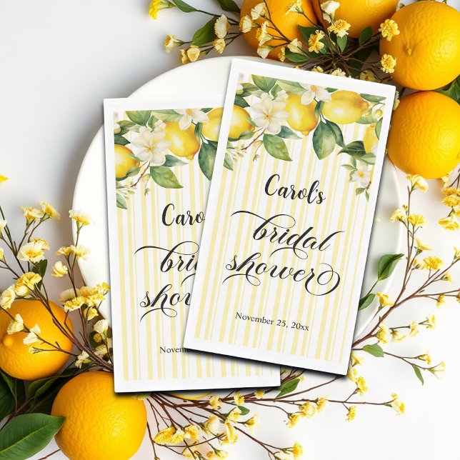 Lemon Branch Mediterranean Summer Bridal Shower Paper Guest Towels (Creator Uploaded)