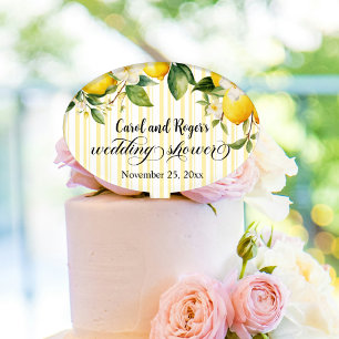 Lemon Branch Mediterranean Summer Wedding Shower Cake Topper