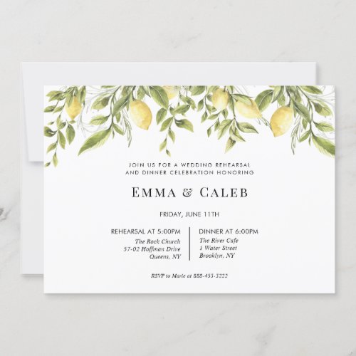 Lemon Branch Rehearsal Dinner Invitation