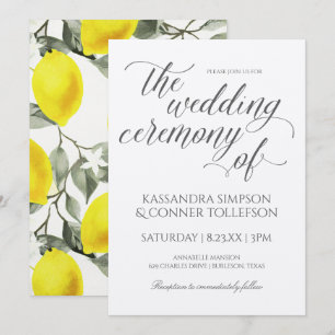 Lemon Branch Wedding Invitations   Vintage Yellow