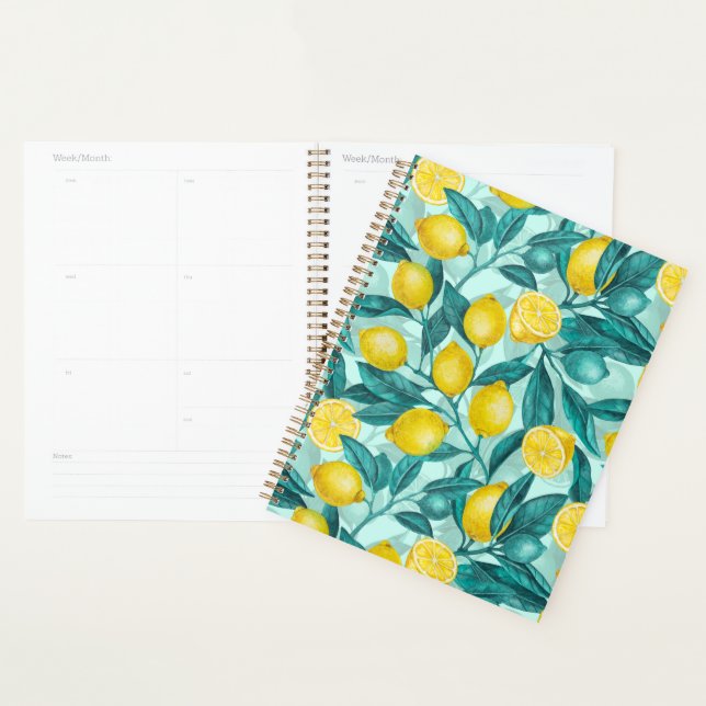 Lemon branches in blue and yellow planner (Display)