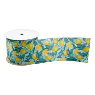 Lemon branches in blue and yellow satin ribbon