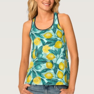 Lemon branches in blue and yellow tank top