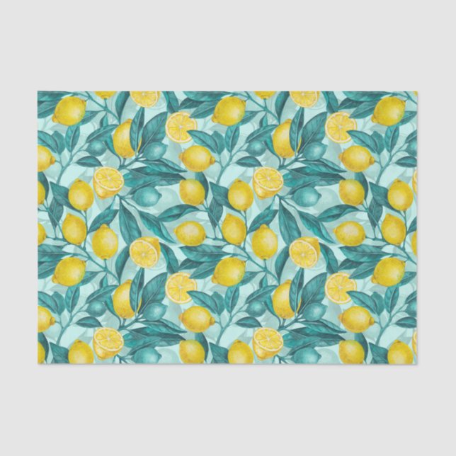 Lemon branches in blue and yellow tissue paper (Front)