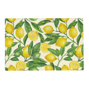 Lemon branches in green and yellow placemat