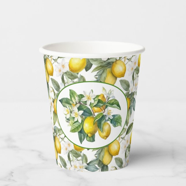 Lemon Branches Watercolor Paper Cups (Front)
