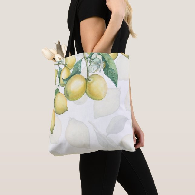 Lemon Branches White & Yellow Country Rustic Chic Tote Bag (Close Up)