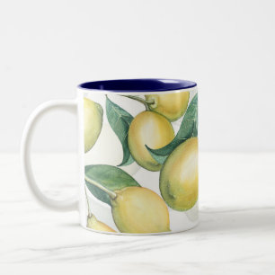 Lemon Branches White & Yellow Country Rustic Chic Two-Tone Coffee Mug