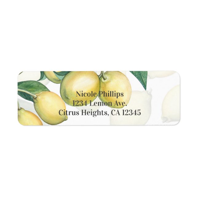 Lemon Branches White & Yellow Country Rustic Favor Label (Front)
