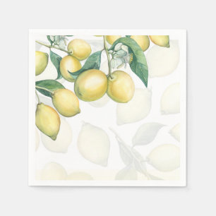 Lemon Branches White & Yellow Country Rustic Party Napkins