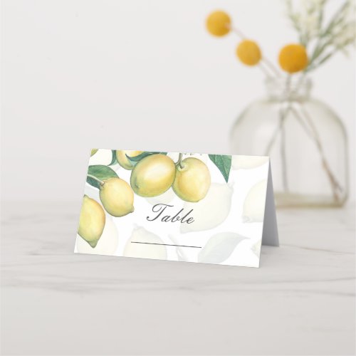 Lemon Branches White  Yellow Country Table Number Place Card