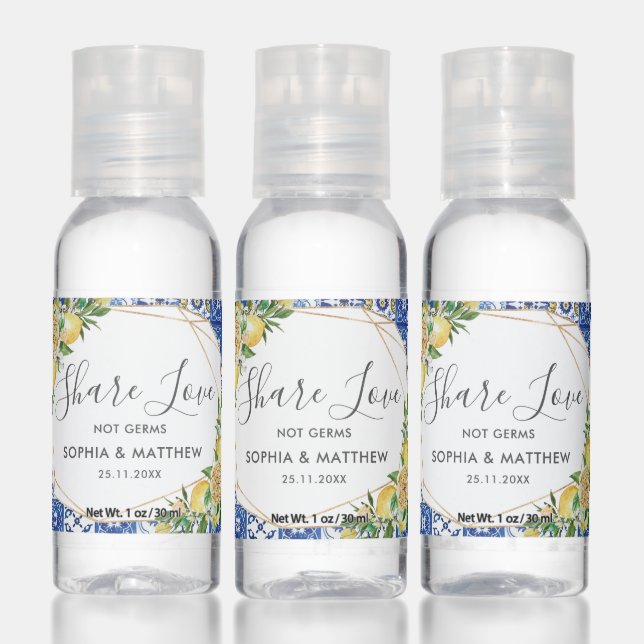 Lemon Bridal Baby Shower Birthday Wedding Favor  Hand Sanitizer (Set)