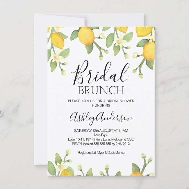 Lemon Bridal Brunch Bridal Shower Invitation